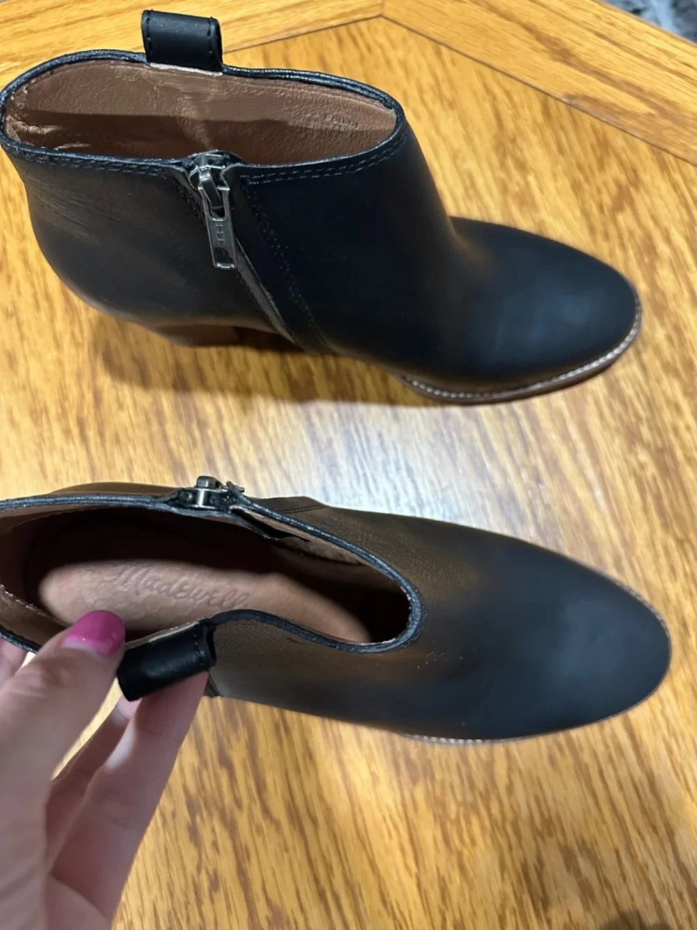 *MADEWELL* Black x Tan Leather Block Heel Ankle Billie Boots Size 8